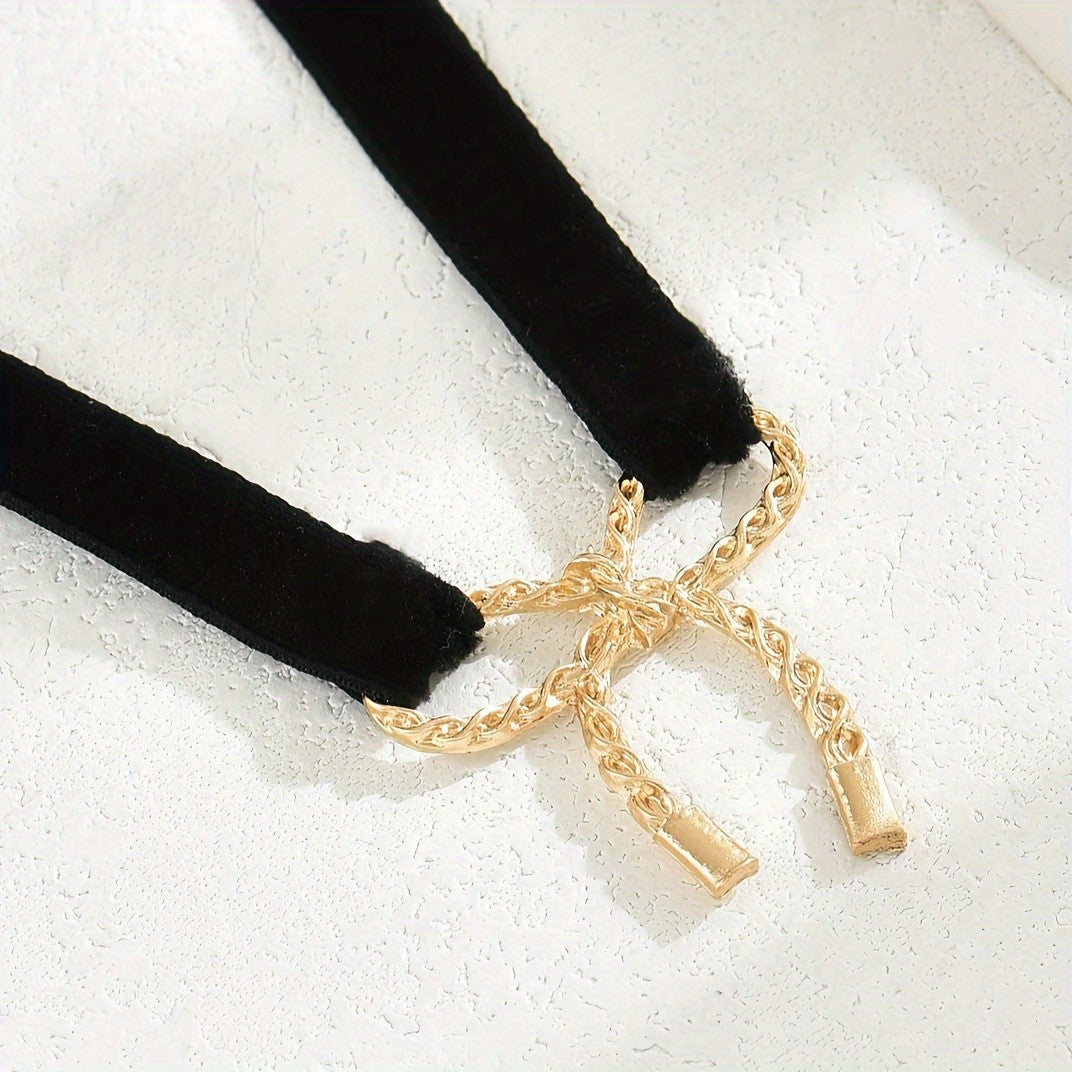 Dainty Twist Bow Velvet Choker Necklace