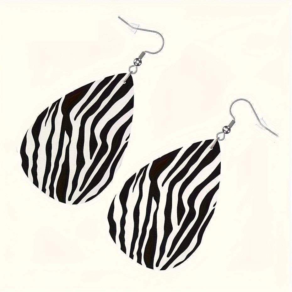 Boho Zebra Print Teardrop Earrings