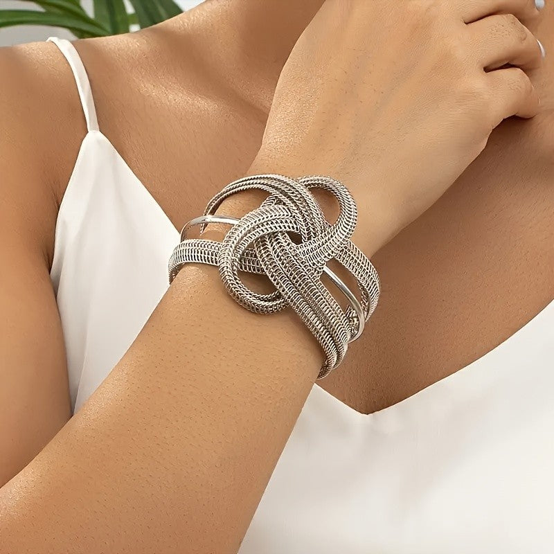 18k Boho Woven Knot Cuff Bracelet