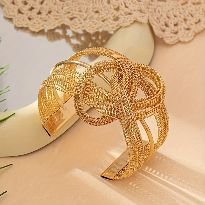 18k Boho Woven Knot Cuff Bracelet
