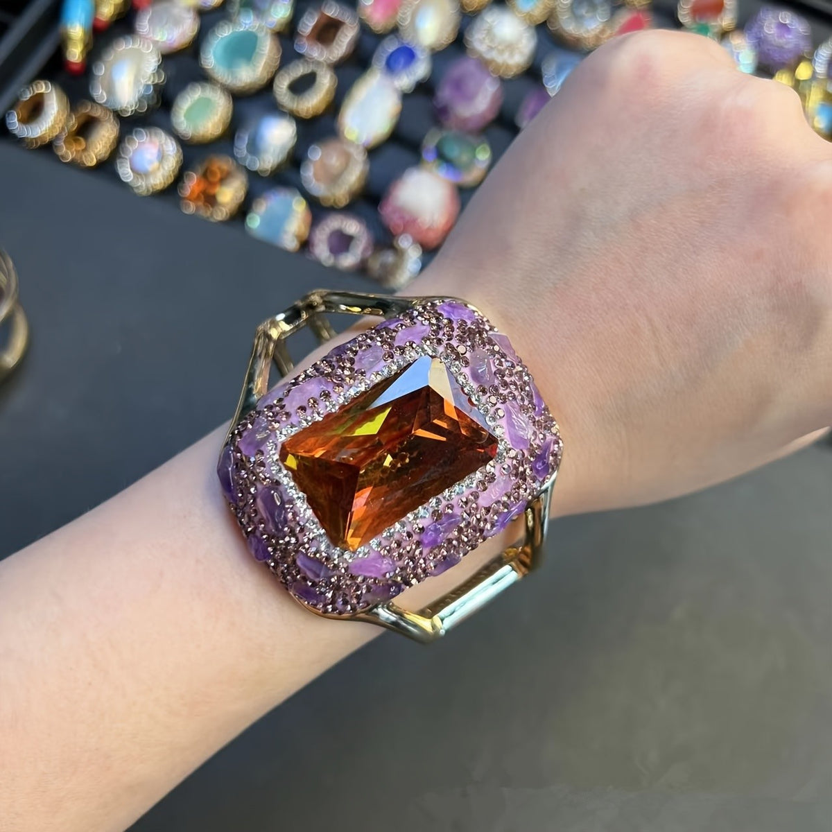 Classy Purple Stone Cuff Ring