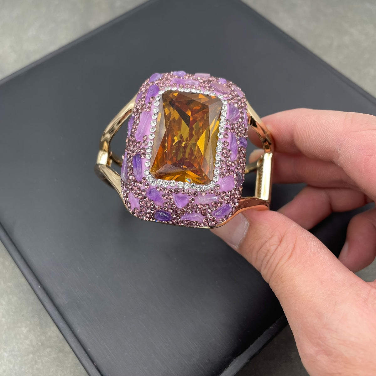 Classy Purple Stone Cuff Ring