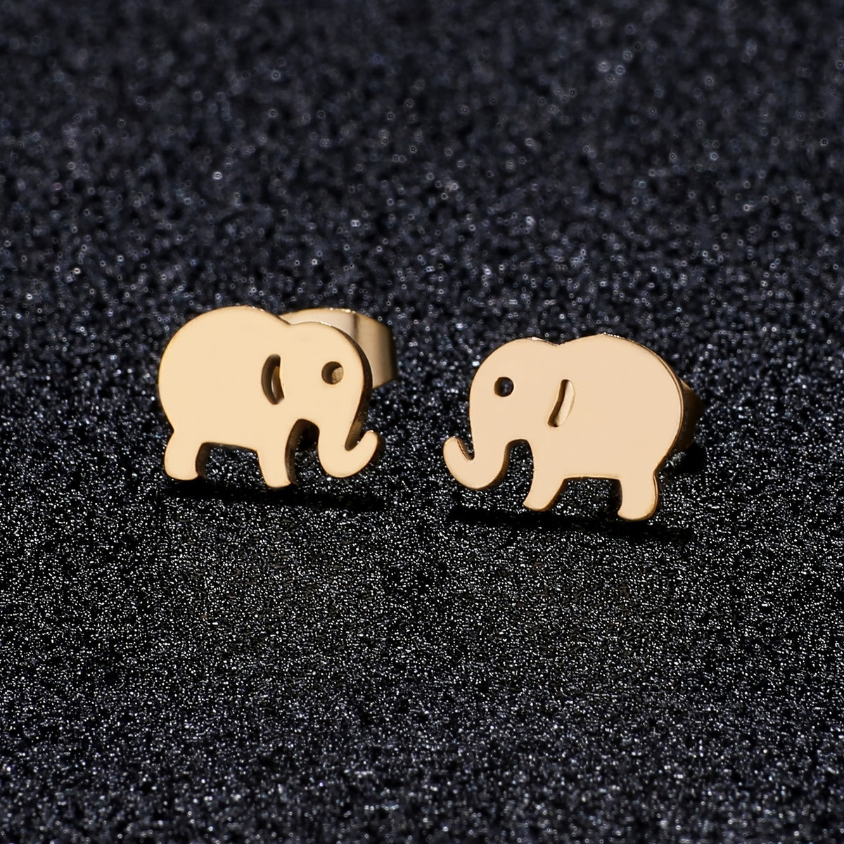 18k Elegant Elephant Stud Earrings