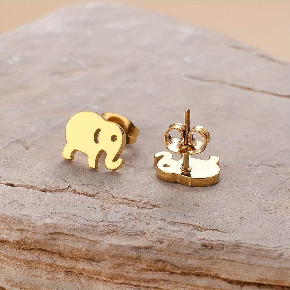 18k Elegant Elephant Stud Earrings