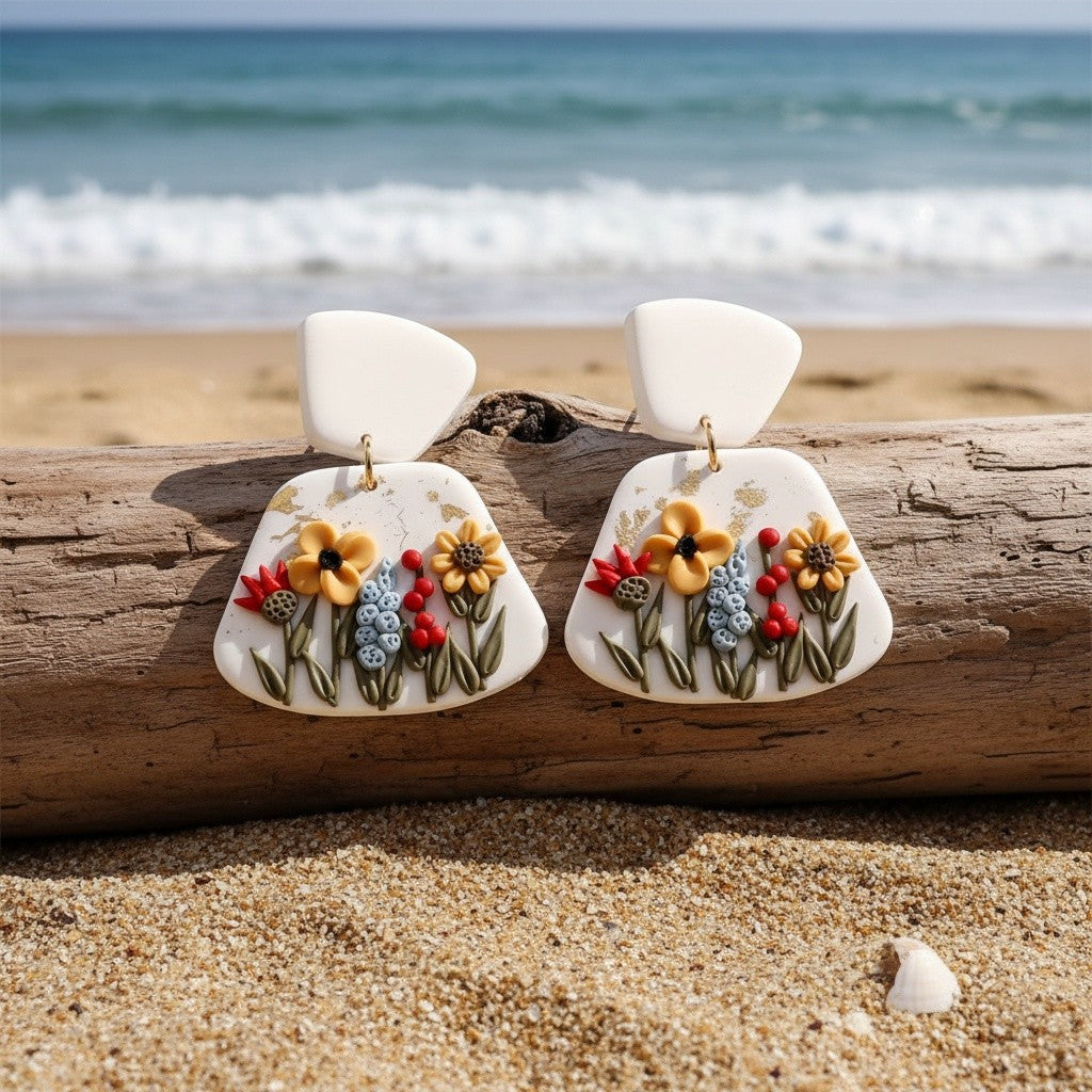 Romantic Floral Polymer Clay Earrings