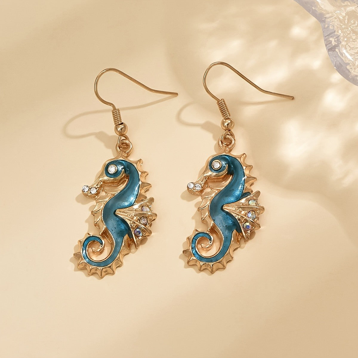Boho Blue Seahorse Drop Earrings