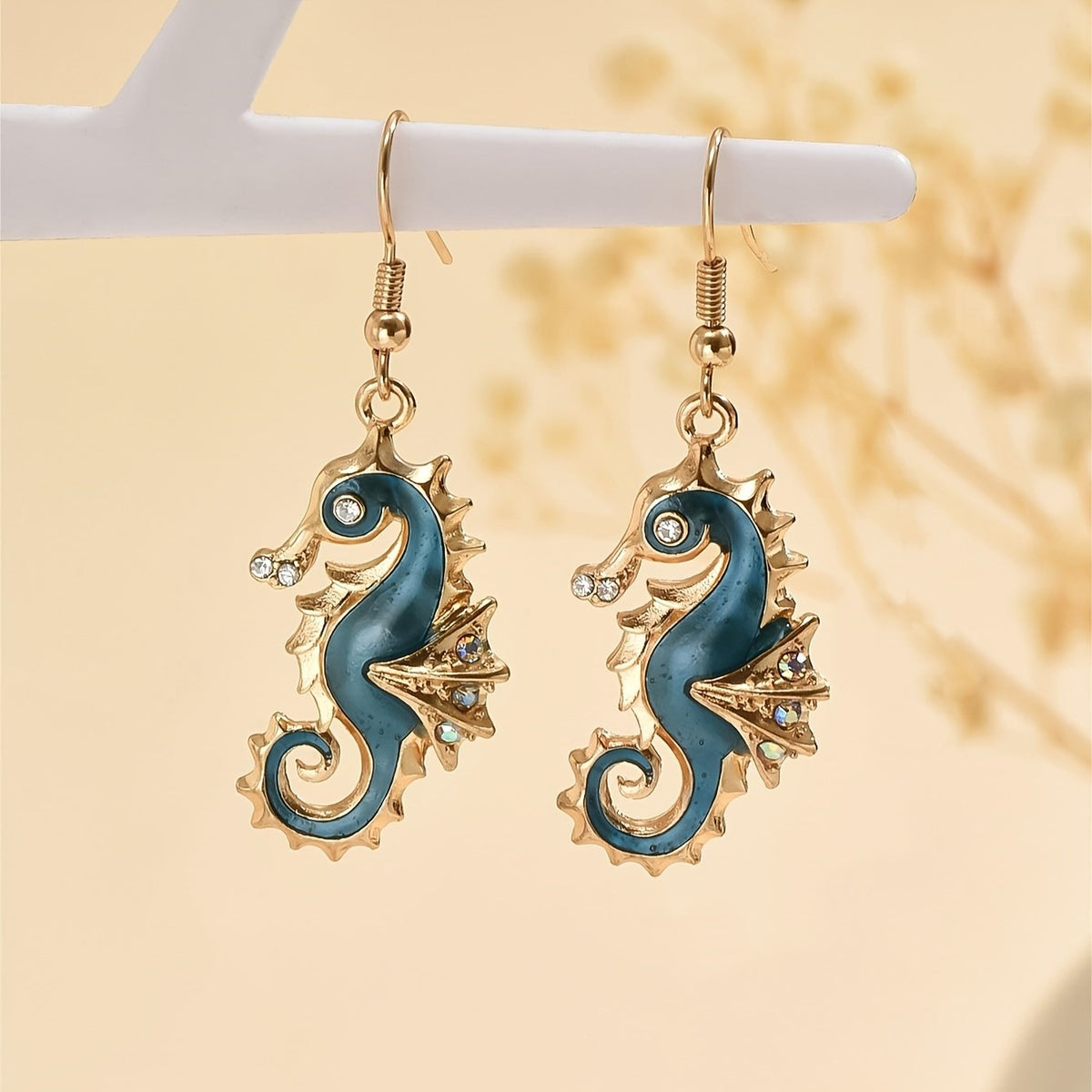Boho Blue Seahorse Drop Earrings