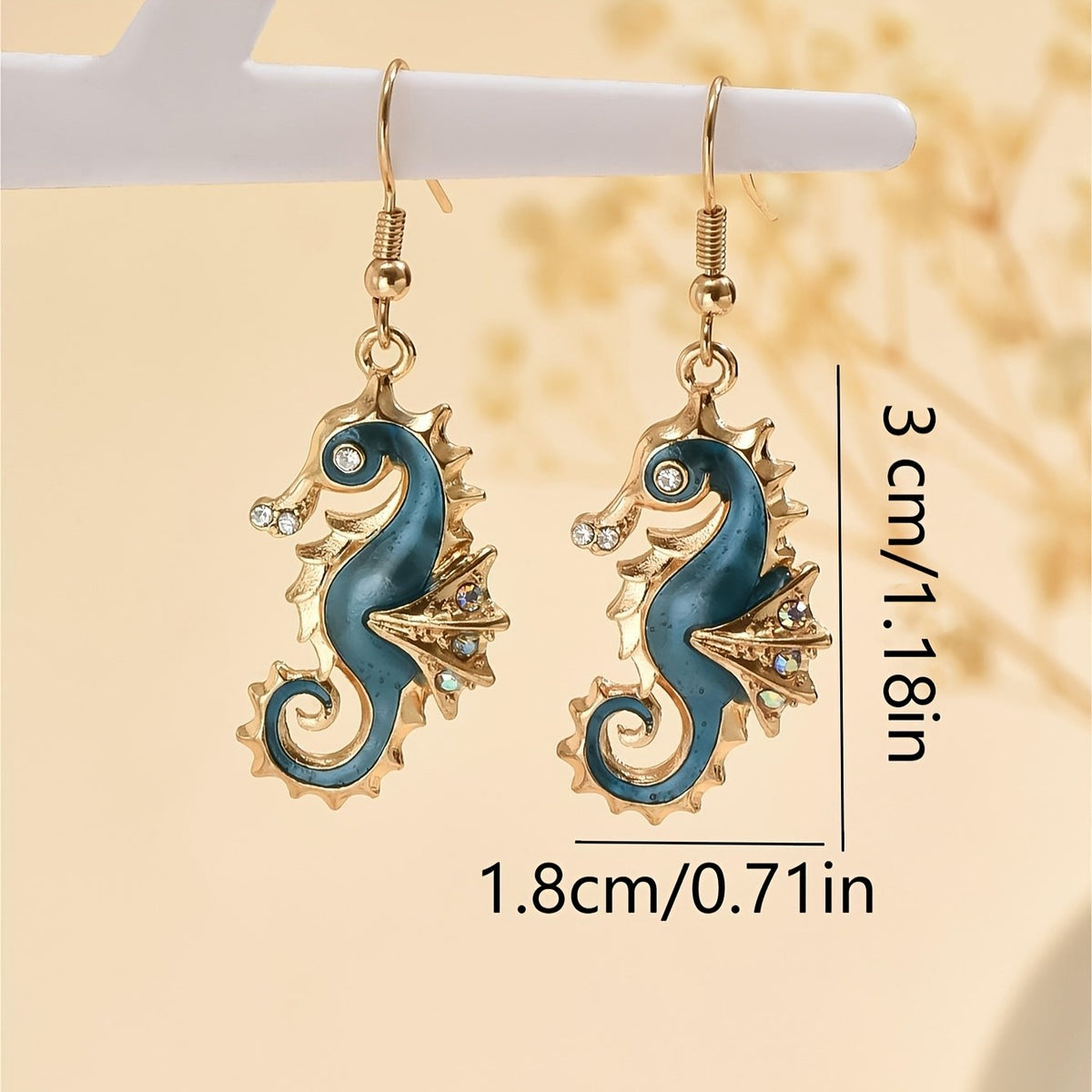 Boho Blue Seahorse Drop Earrings