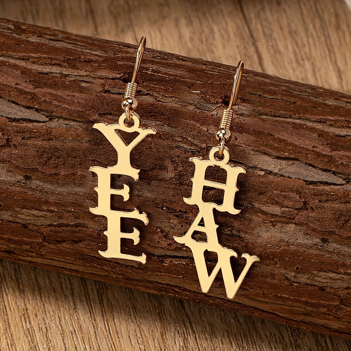 Elegant Western Yeehaw Letter Dangle Earrings