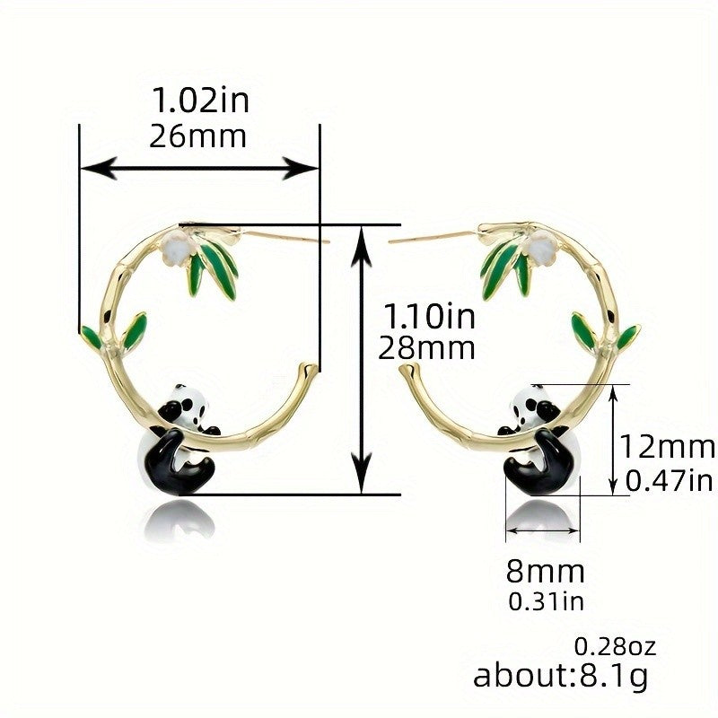 Cute Panda Bamboo Hoop Earring
