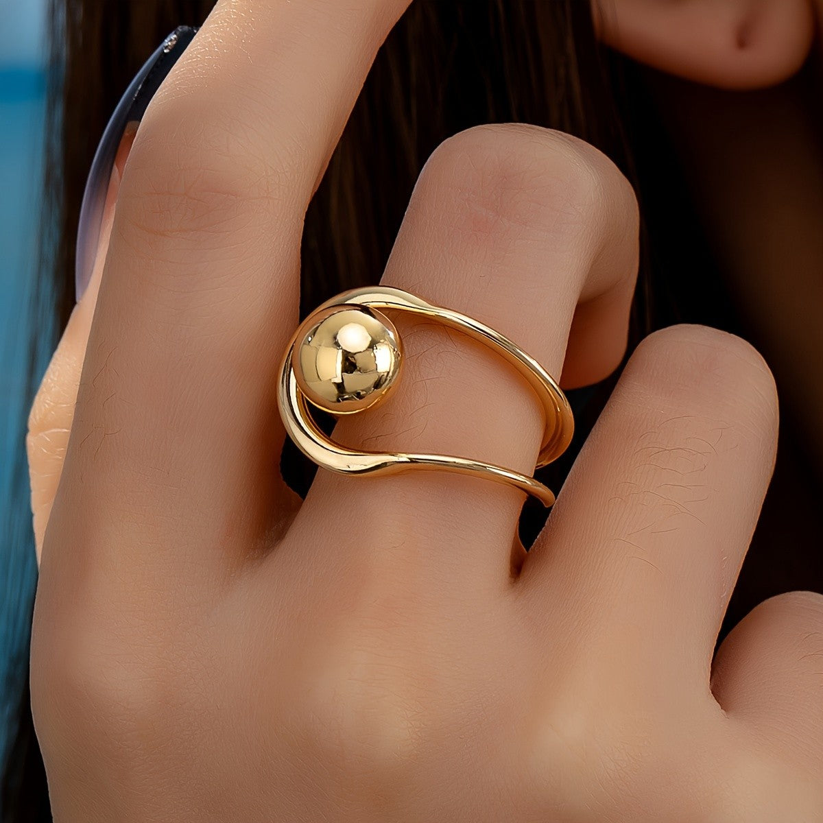 Classy Asymmetric Sphere Wrap Ring