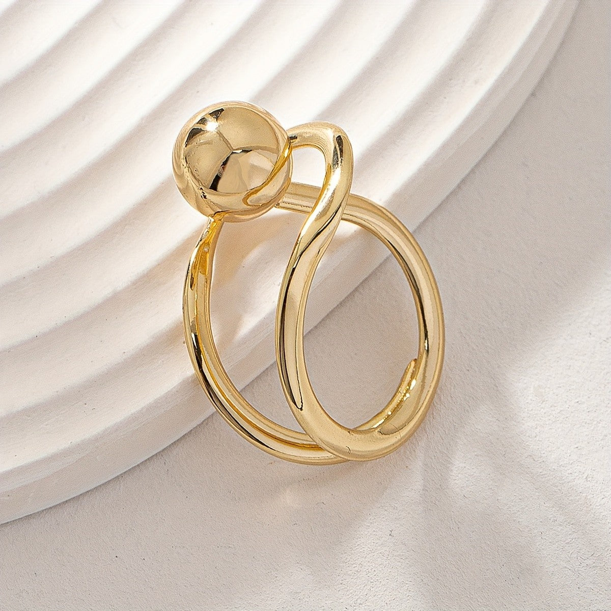 Classy Asymmetric Sphere Wrap Ring