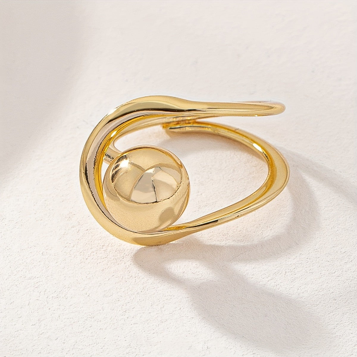 Classy Asymmetric Sphere Wrap Ring