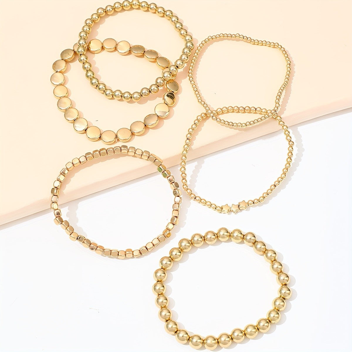 6pc Boho Mixed Bead Anklet Set