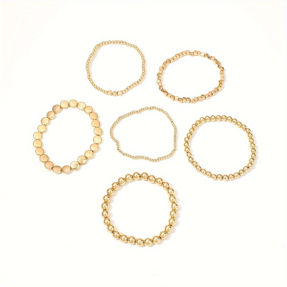 6pc Boho Mixed Bead Anklet Set