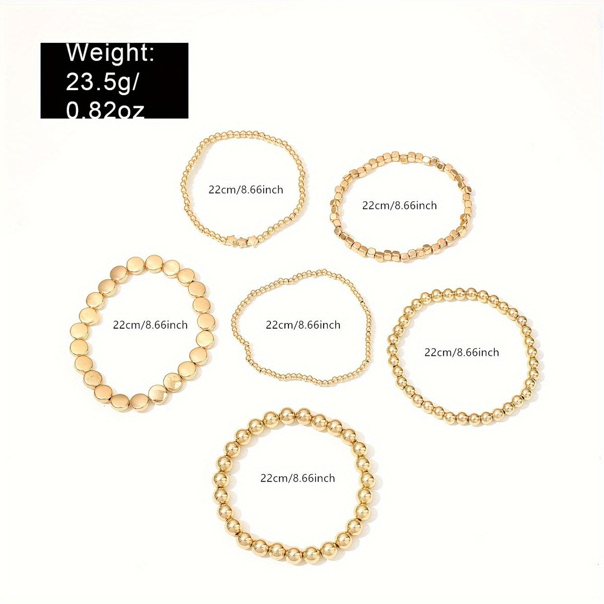 6pc Boho Mixed Bead Anklet Set