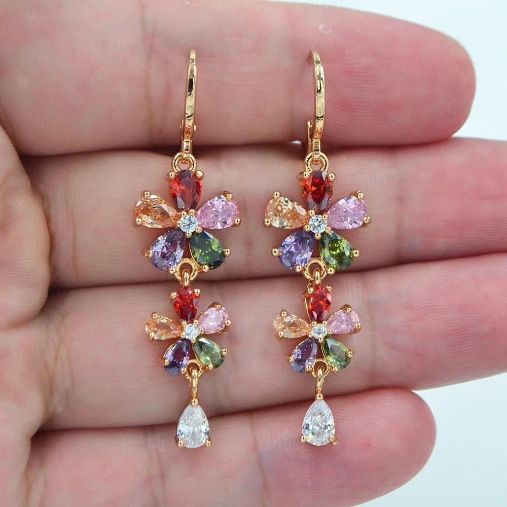 Boho Multi-Color Floral Drop Earrings