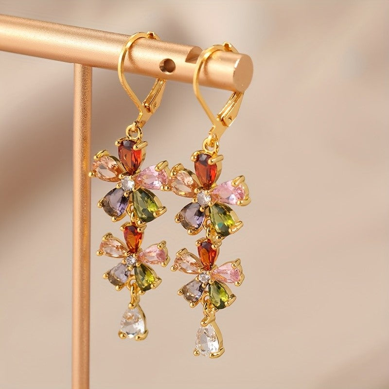 Boho Multi-Color Floral Drop Earrings