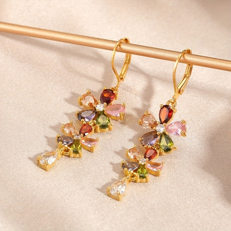Boho Multi-Color Floral Drop Earrings