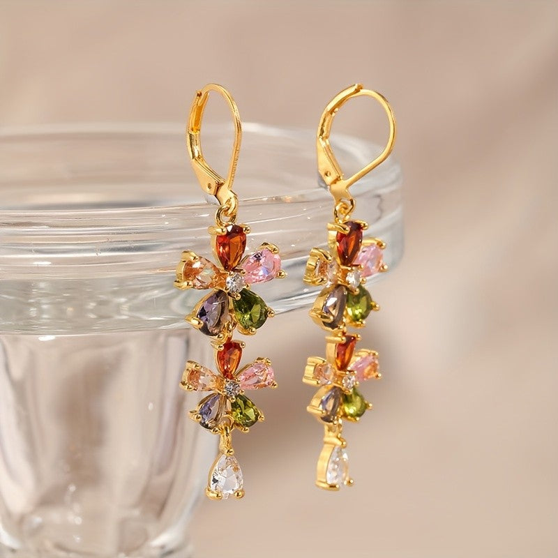 Boho Multi-Color Floral Drop Earrings