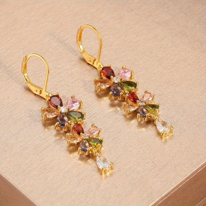 Boho Multi-Color Floral Drop Earrings