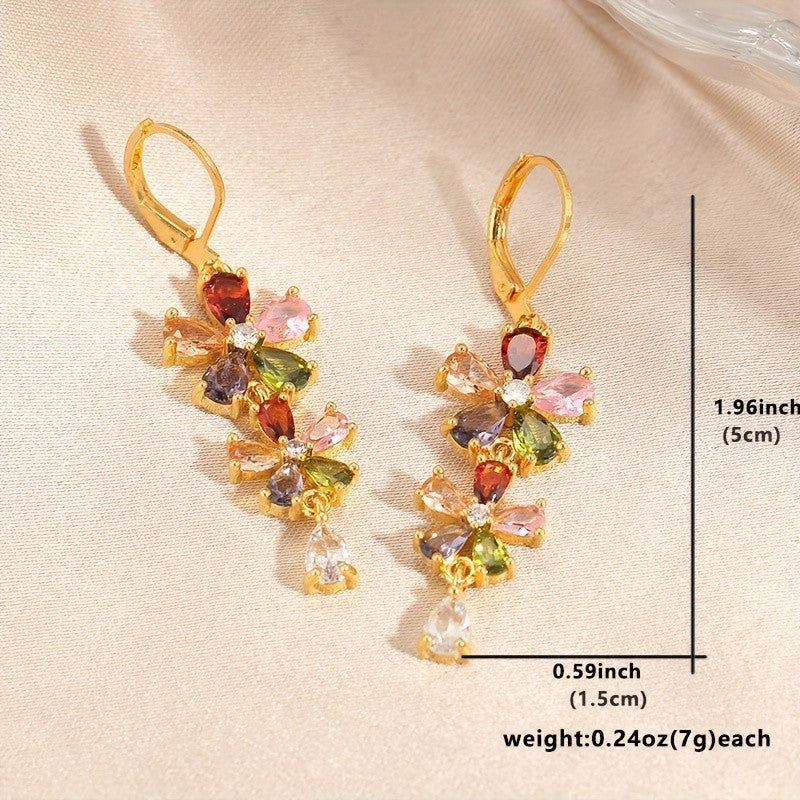 Boho Multi-Color Floral Drop Earrings