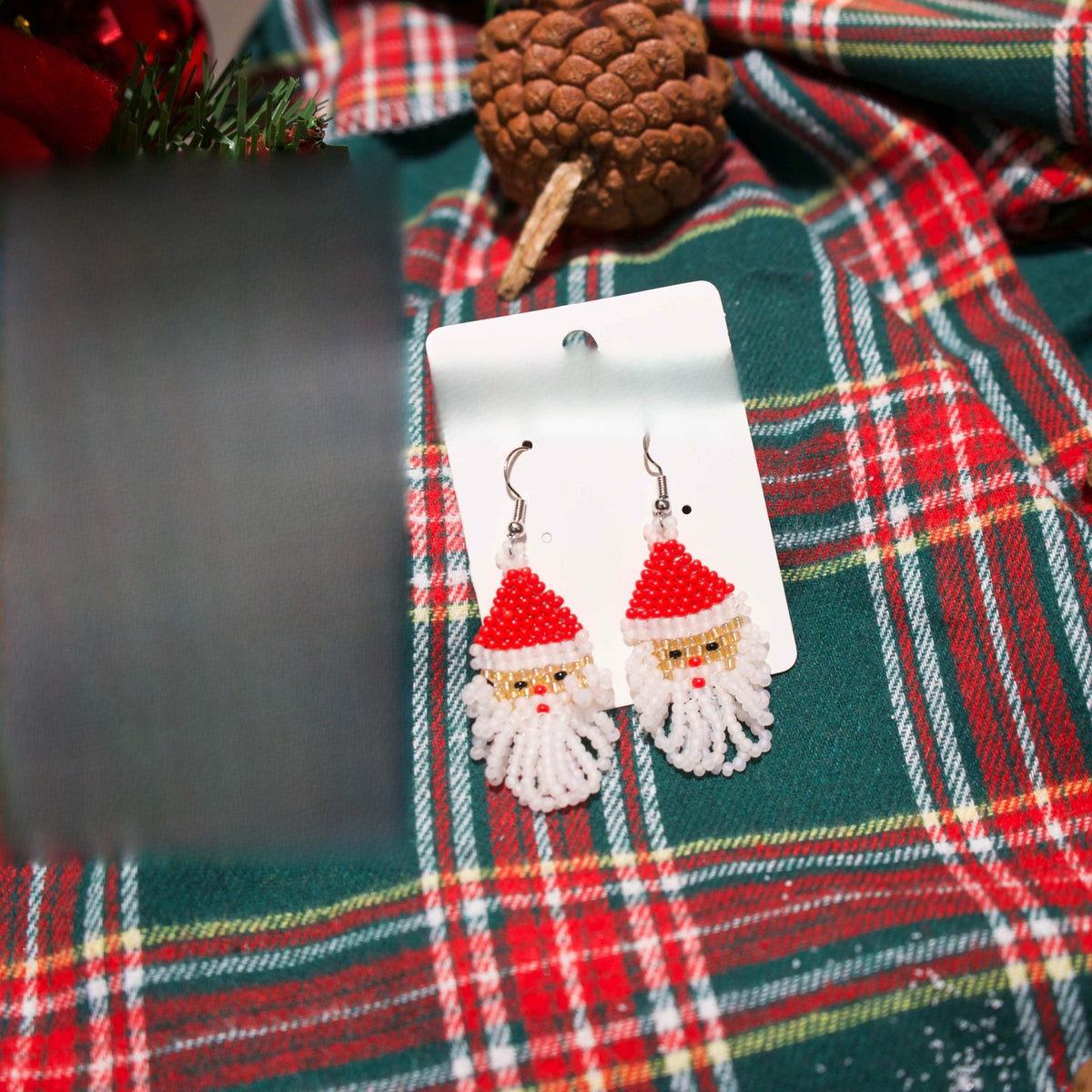Boho Beaded Santa Claus Earrings