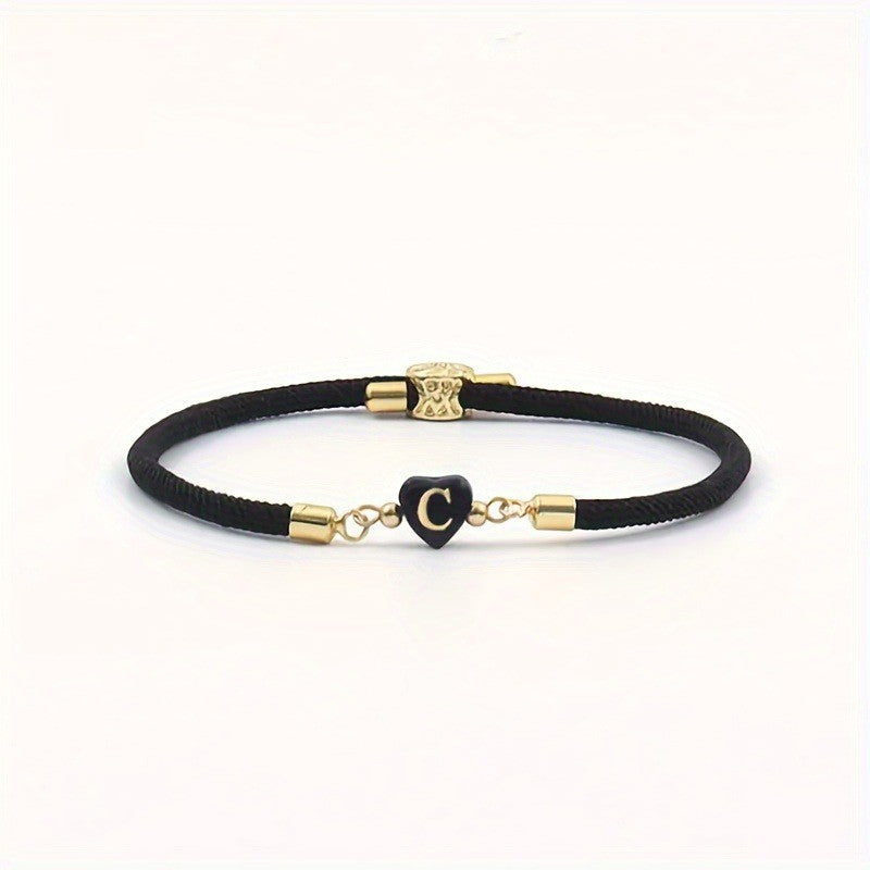 Classy Black Initial Love Bracelet