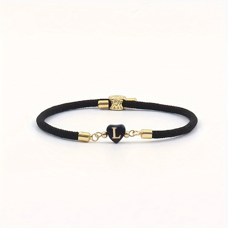 Classy Black Initial Love Bracelet