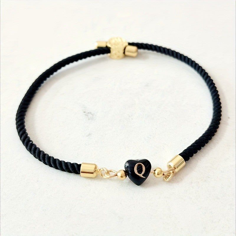 Classy Black Initial Love Bracelet