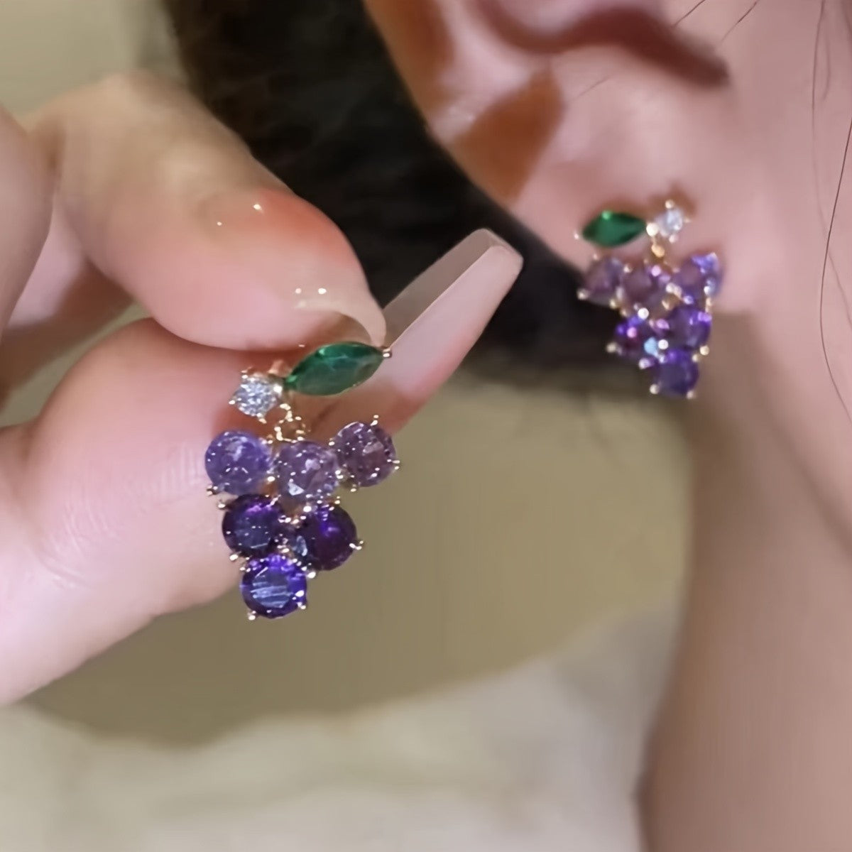 Romantic Purple Grape Cluster Earrings