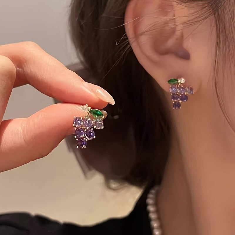 Romantic Purple Grape Cluster Earrings