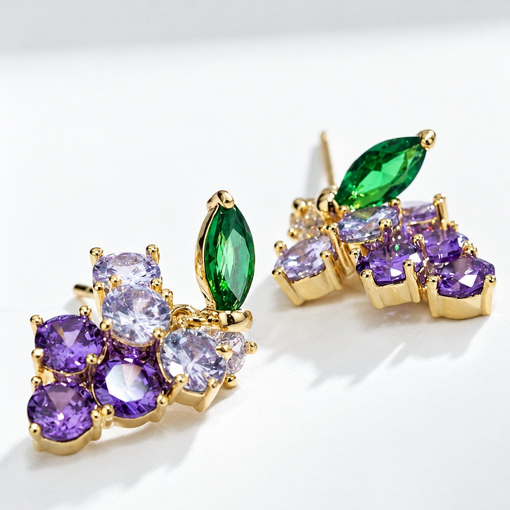 Romantic Purple Grape Cluster Earrings