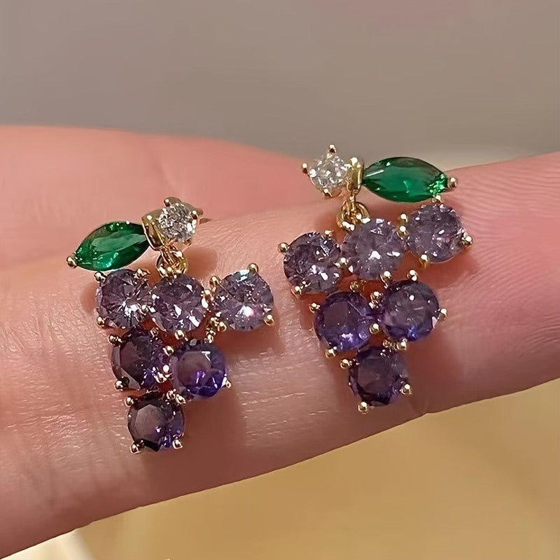 Romantic Purple Grape Cluster Earrings