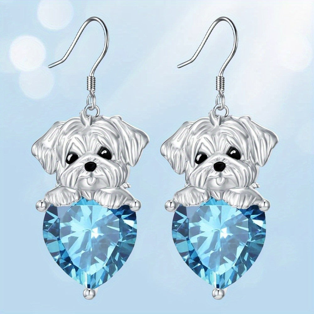 Elegant Puppy Heart Drop Earrings