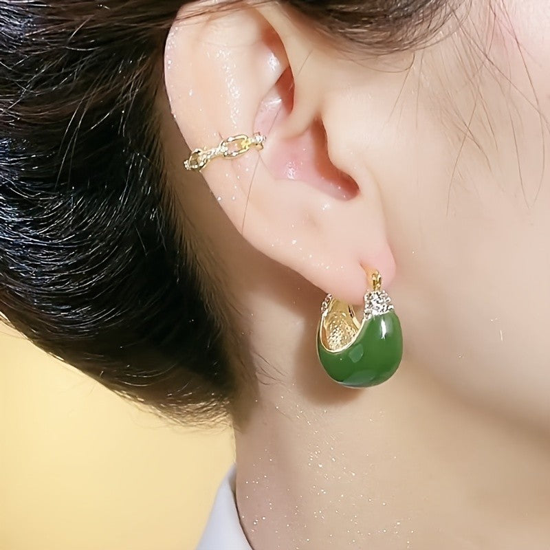 S925 Elegant Green Drop Earrings