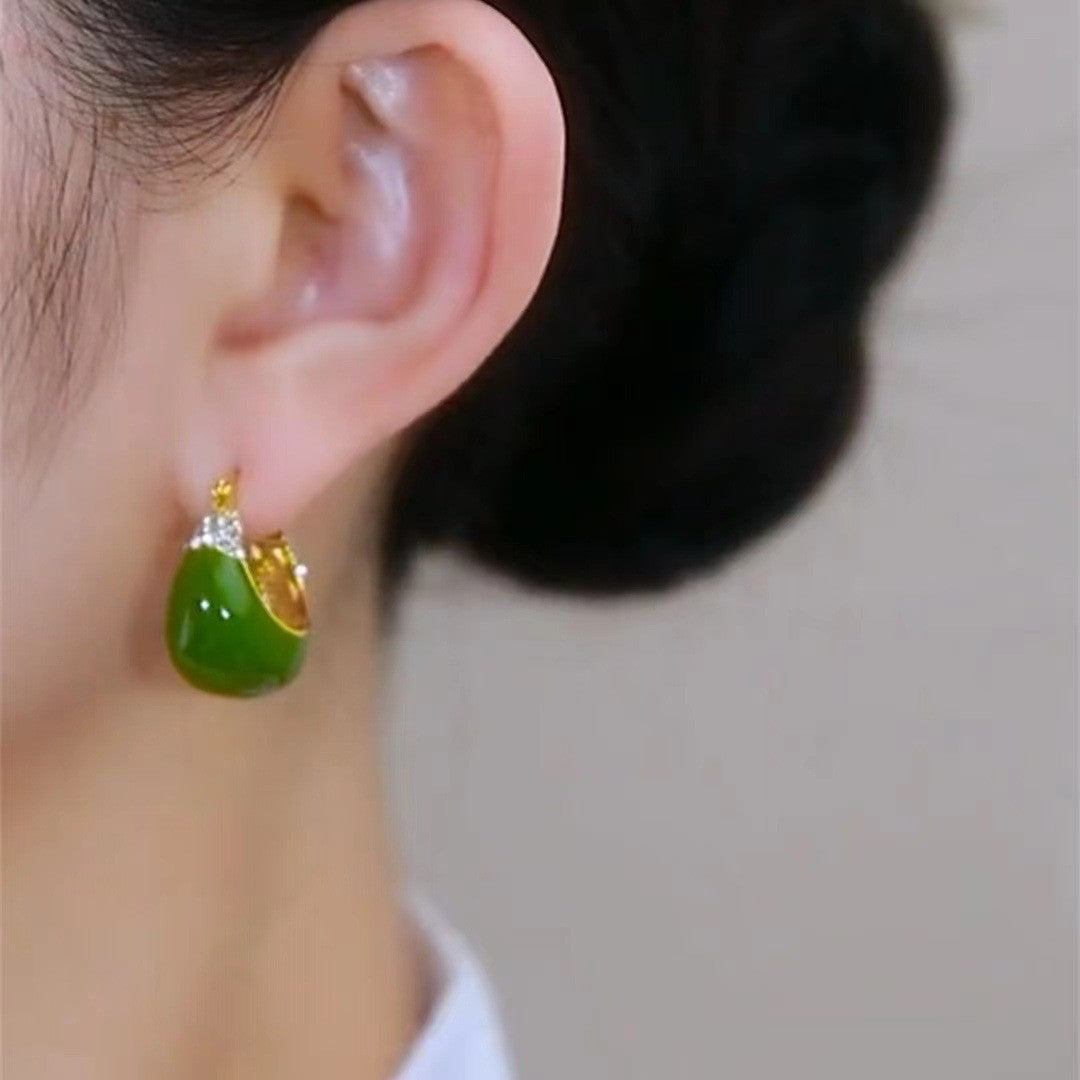 S925 Elegant Green Drop Earrings