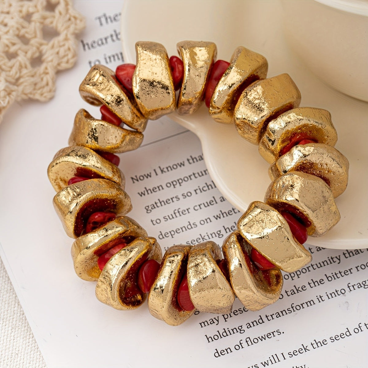 Elegant Twisted Red Inlay Bracelet