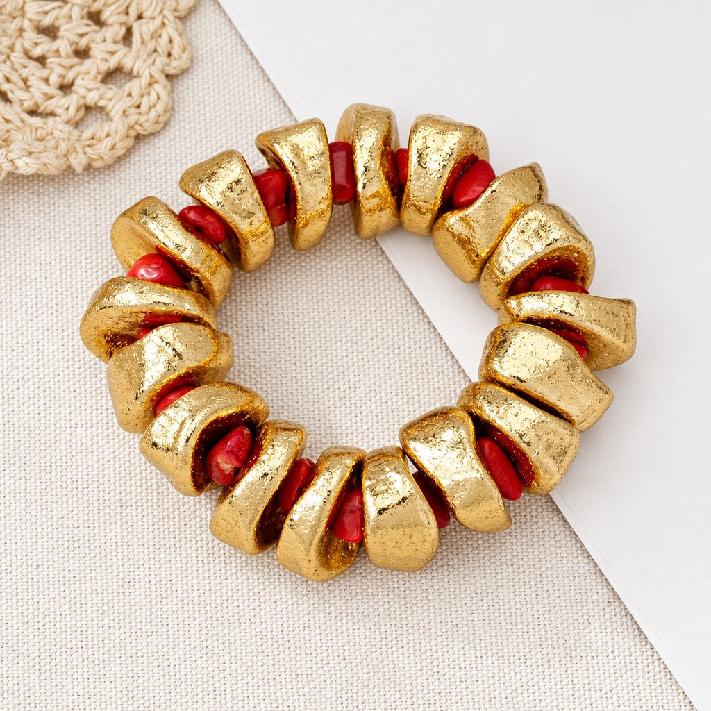 Elegant Twisted Red Inlay Bracelet