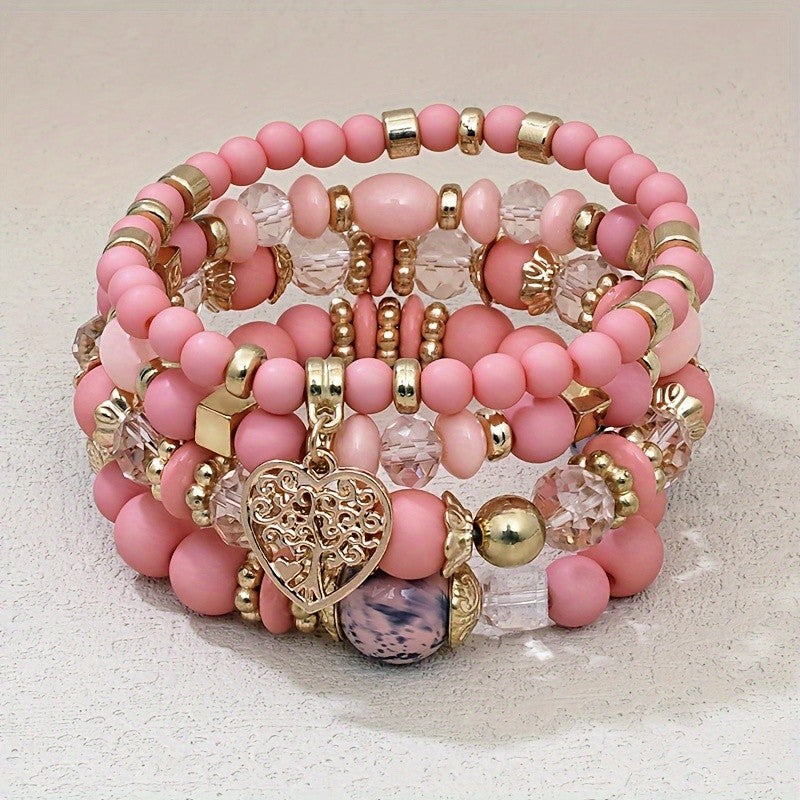 Boho Blue Bead Tree of Life Bracelet Set