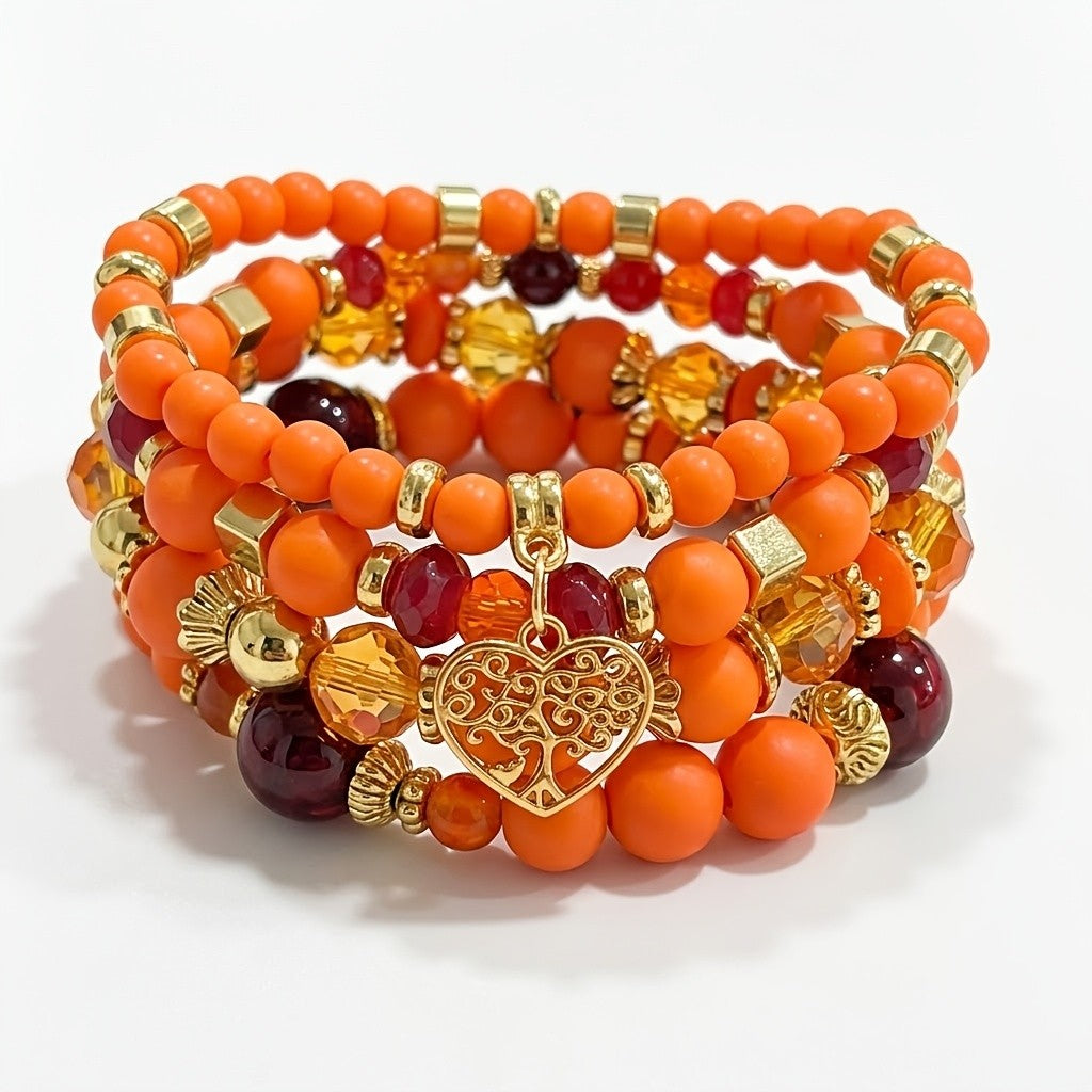 Boho Blue Bead Tree of Life Bracelet Set