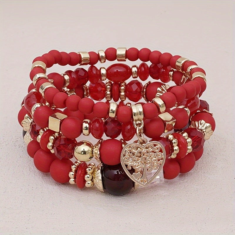 Boho Blue Bead Tree of Life Bracelet Set
