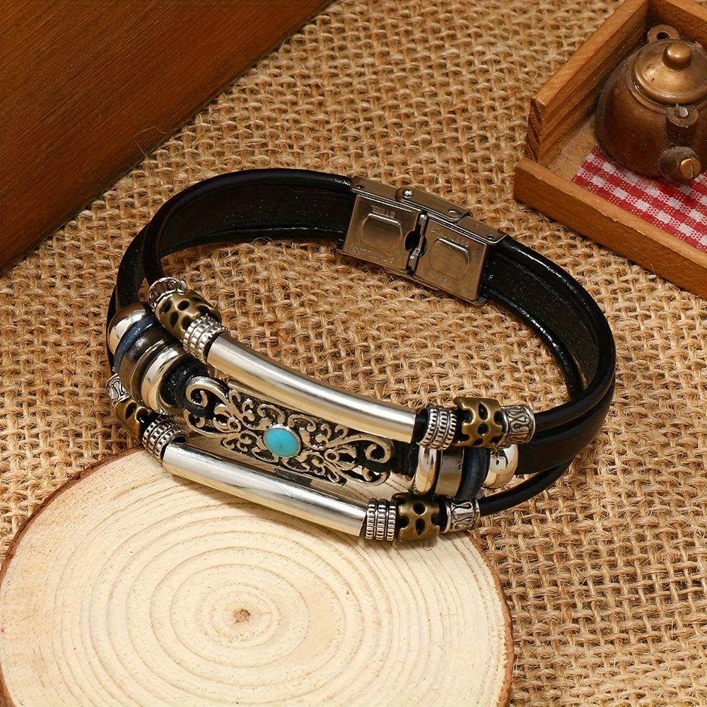 Boho Vintage Turquoise Bar Bracelet Set