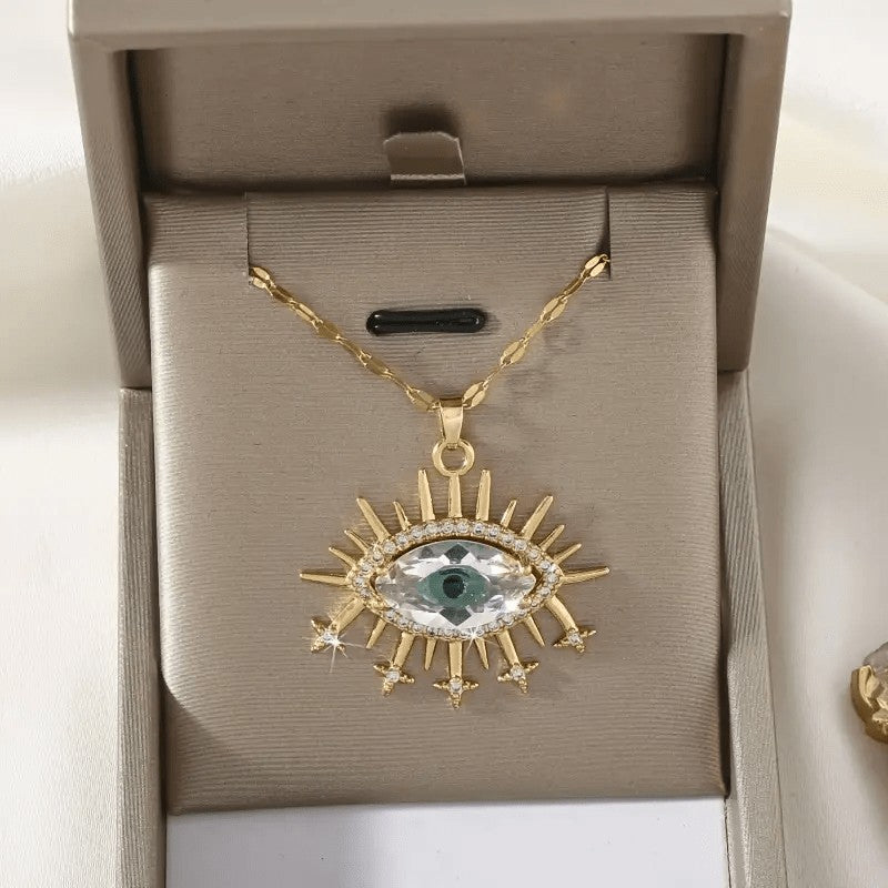 Classy Zirconia Rayed Eye Pendant