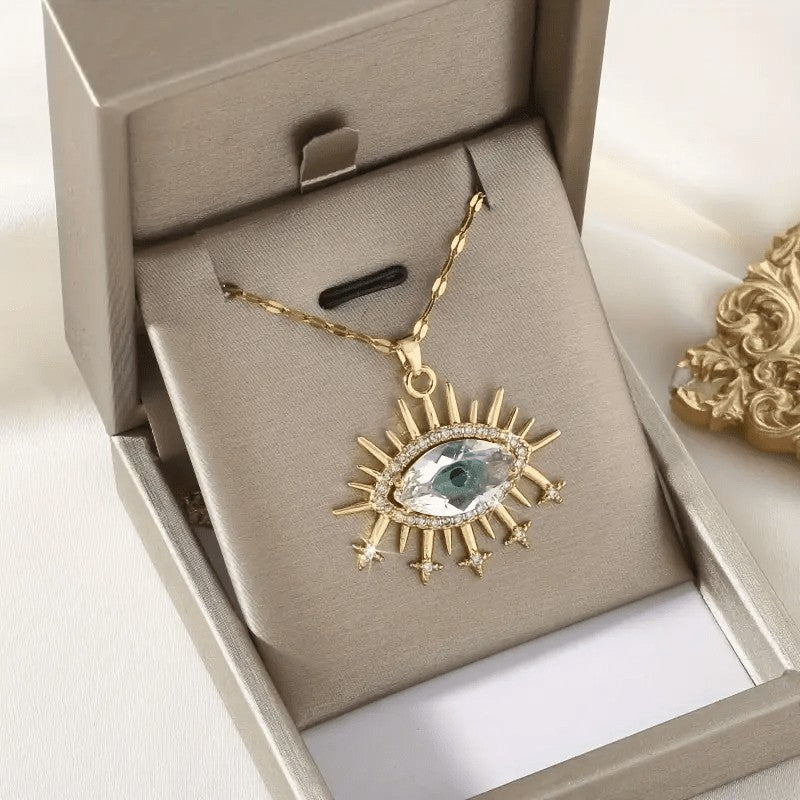 Classy Zirconia Rayed Eye Pendant