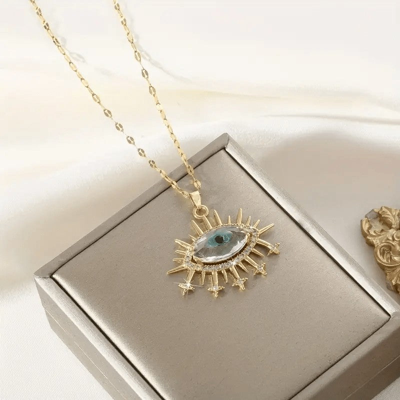 Classy Zirconia Rayed Eye Pendant