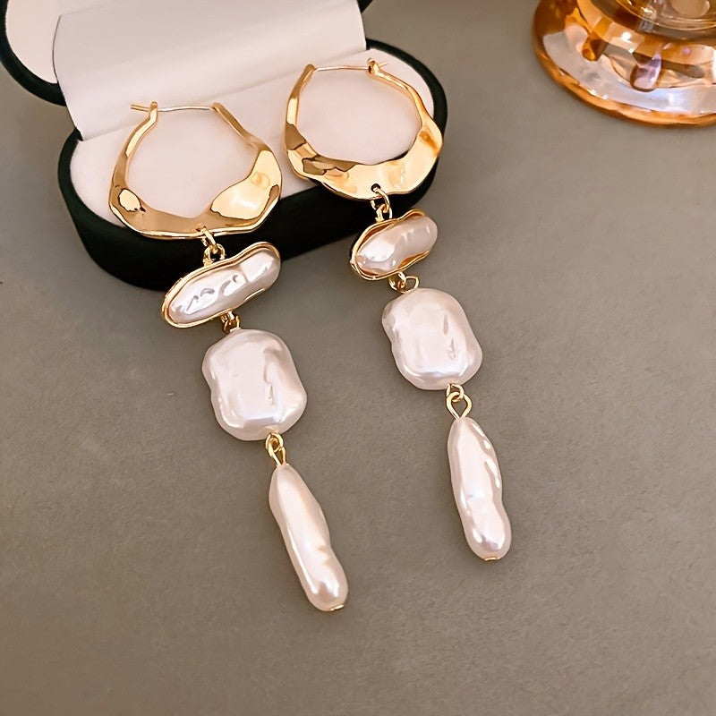 Elegant Irregular Pearl Drop Earrings