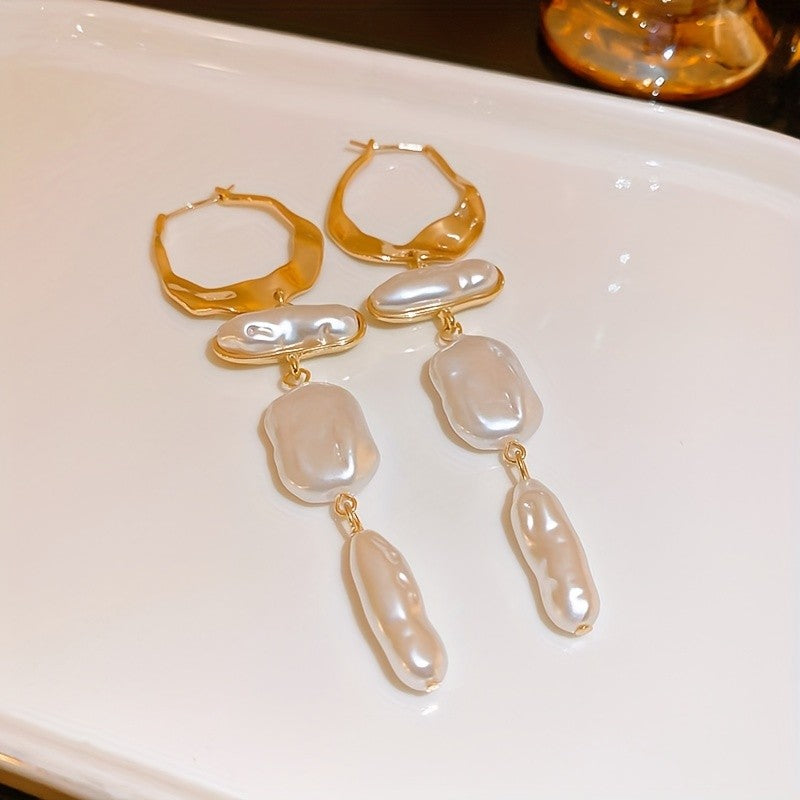 Elegant Irregular Pearl Drop Earrings