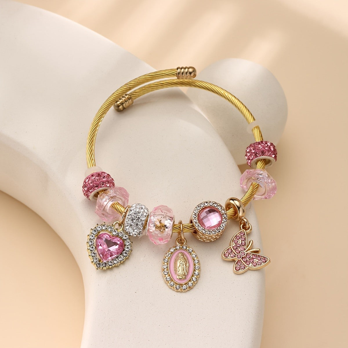 Boho Religious Charm Bangle Bracelet