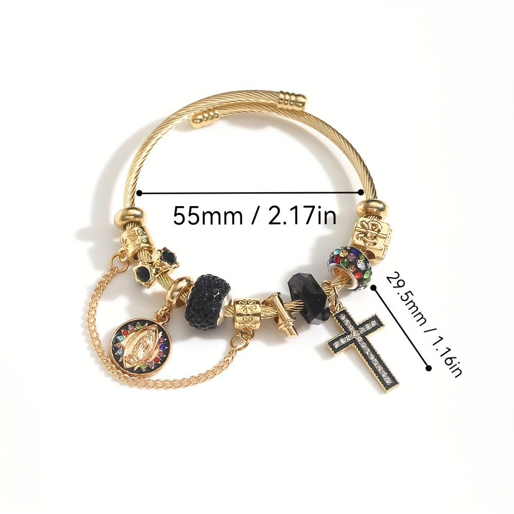 Boho Religious Charm Bangle Bracelet